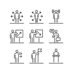 Business people icons set simple outline flat illustration