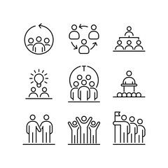 People icons set simple outline flat illustration