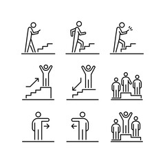 People icons set simple outline flat illustration