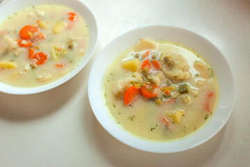 Vegetable soup in a plate