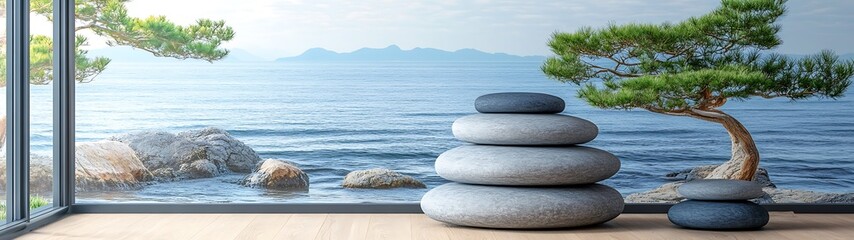 Obraz na płótnie Canvas Zen Stones by the Sea