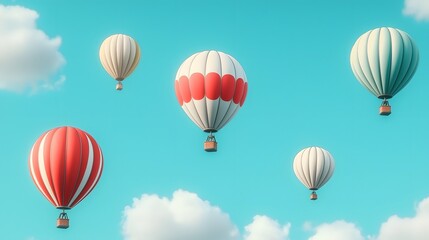 Obraz premium Colorful hot air balloons soaring in the blue sky