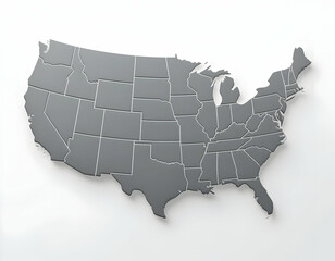 Gray United States Map with State Borders Illustration