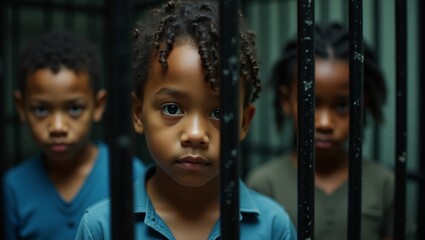 Children Trapped in a Cage: A Heartbreaking Scene