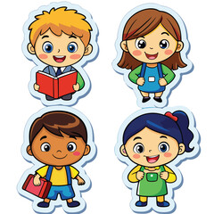 Cute Cartoon Kids in School Uniforms (2)