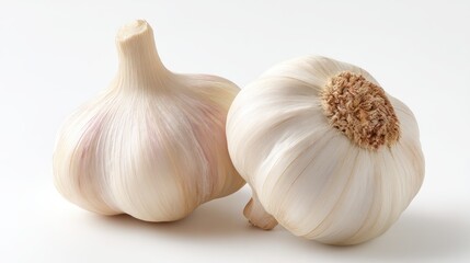 Obraz premium garlic cloves on a white background, minimalist style, simple composition