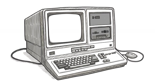 Retro vintage computer illustration