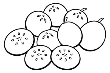 sapote line art minimalist tropical fruit design for prints