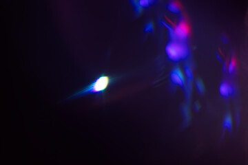 Blur neon light. Lens flare overlay. Bokeh fluorescent flash gleam.