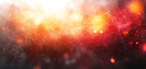 Obraz premium Energetic network visualization with blurred lights and connecting points