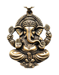 Fototapeta premium Ganesha Pendant for Religious Jewelry and Blessings - Isolated on White Background