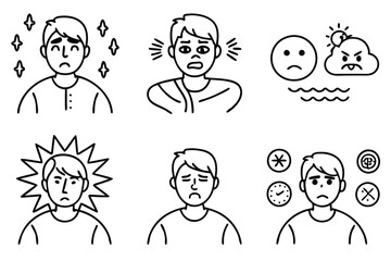 stress response line art depicting emotional strain visual