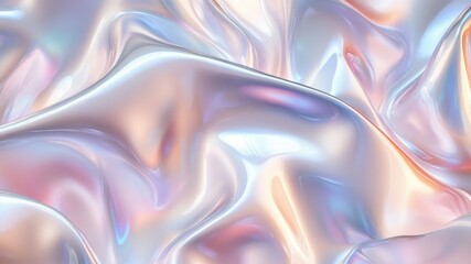 Obraz premium Iridescent abstract texture with flowing, shiny, and pearlescent reflections.