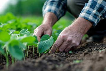 Farmer growing vegetables in greenhouse generative AI