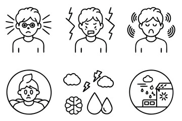 stress response line art illustrating mental pressure concept