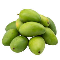 Obraz premium Pile of green mango isolated on transparent background
