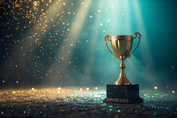 Golden Trophy Under Spotlight, Celebrating Achievement