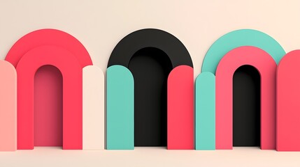 Abstract archway design with geometric shapes
