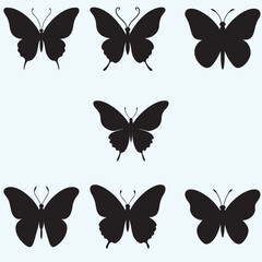 set of beautiful butterfly silhouette 
