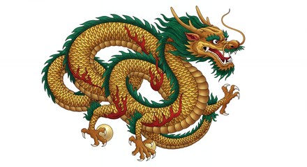 Obraz premium Golden dragon symbol image design