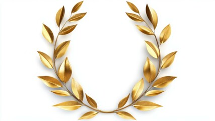 Golden wreath of leaves on a white background. Elegant and decorative.