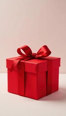 Sleek red gift box, elegant bow, ready for contents , luxury, bow, graphic