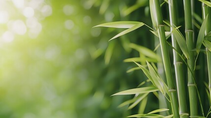Lush green bamboo stalks in natural setting