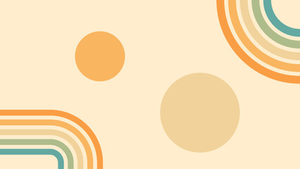Abstract background of rainbow and sun groovy Wavy Line design in 1970s Hippie Retro style. Vector pattern ready to use for cloth, textile, wrap and other.