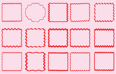 Contour frames with zigzag and scallop edges. Text boxes and stories blank templates. Design element for banner, poster, label, tag, flyer. Editable EPS 10 to change color or size.

