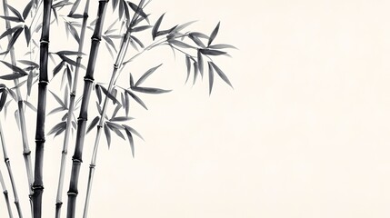 Fototapeta premium Minimalist bamboo leaves in black and white
