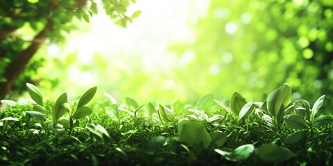 Small Plants Thrive Under the Bright Sun in Early Spring and Green Concept