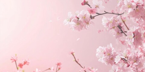 Fototapeta premium Pink Cherry Blossoms Bloom Gently on Branches in Springtime
