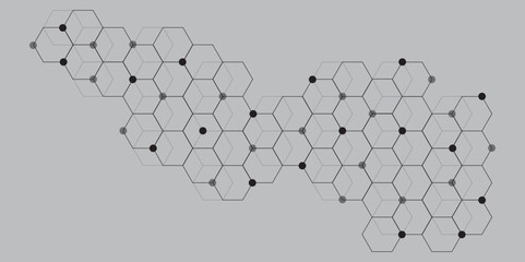 Science network pattern, connecting lines and dots Medical background. Abstract white background with hexagon and hexagonal background. Abstract hexagon white background with shadow.