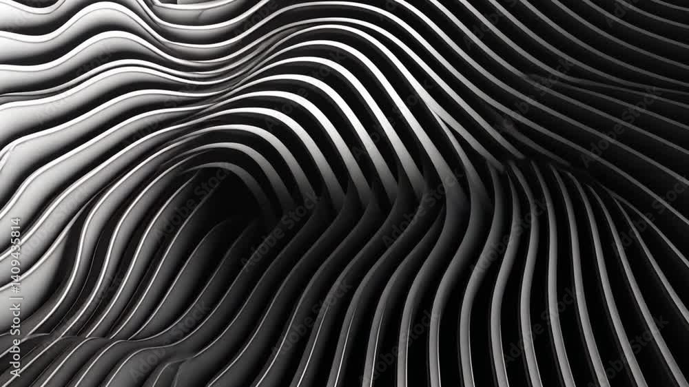 Poster abstract modern design flowing lines and curves in monochrome create depth, movement, and texture in
