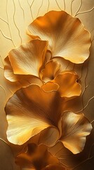 Golden Flower Petals Phone Wallpaper  Warm Elegant Aesthetic on Soft Textured Background | Vertical Mobile Wallpaper in 4K HD

