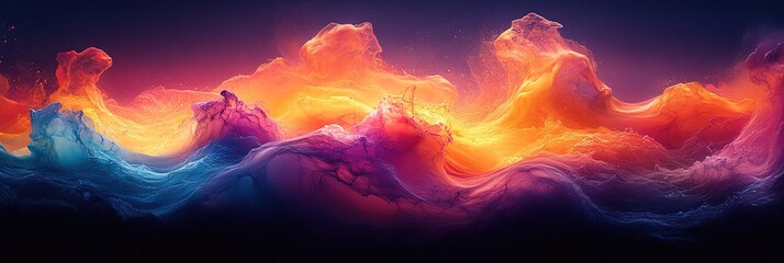 Abstract colorful smoke or nebula effect with blue orange and purple hues.