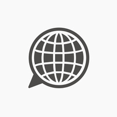 language translation chat speech bubble with globe icon symbol sign vector design