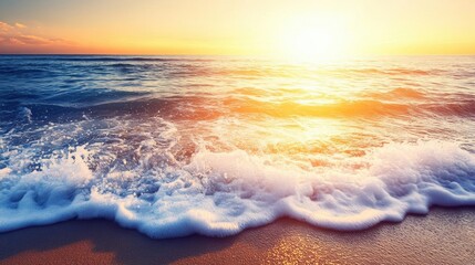 Ocean Waves at Sunset Create Serene Ambiance and Coastal Vibe