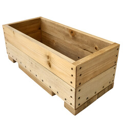 Wooden planter box isolated on transparent background