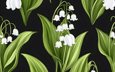 Elegant Lily of the Valley Floral Seamless Pattern