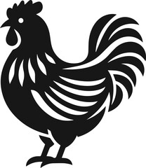 Simple Elegant Minimalist Black Silhouette of Chicken, Vector Chicken Art and Illustration Design