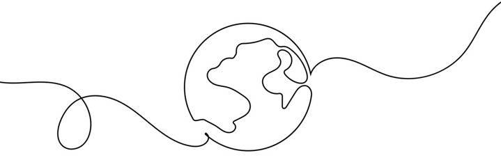 Earth globe one line drawing of world map vector illustration minimalist design of minimalism isolated on white background 