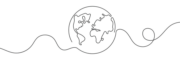 Earth globe one line drawing of world map vector illustration minimalist design of minimalism isolated on white background 