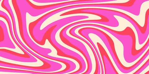 Retro pink and beige wave seamless pattern