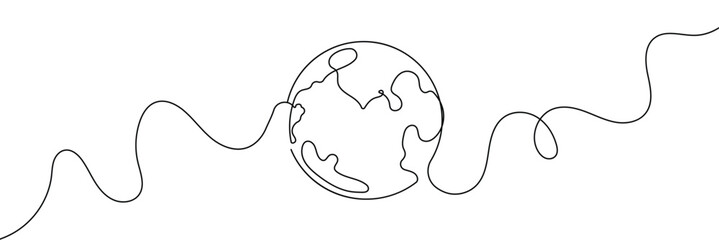 Earth globe one line drawing of world map vector illustration minimalist design of minimalism isolated on white background 