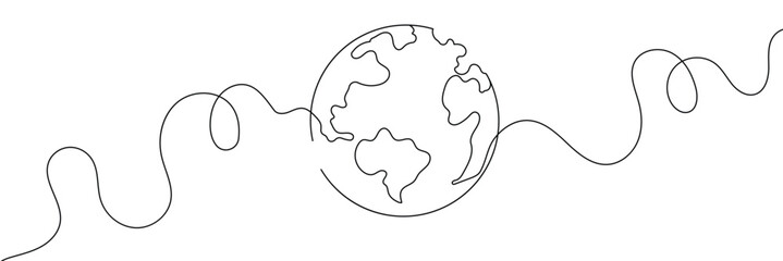 Earth globe one line drawing of world map vector illustration minimalist design of minimalism isolated on white background 