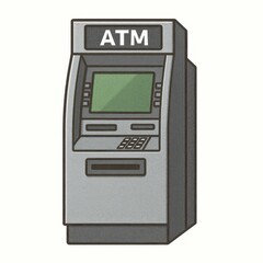 Atm machine standing alone in a public area providing access to banking services for cash withdrawal and deposit