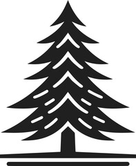 Simple Elegant Minimalist Black Silhouette of Pine Tree, Vector Pine Tree Art and Illustration Design