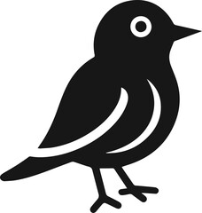 Simple Cute Minimalist Black Silhouette of Bird, Vector Cute Bird Art and Illustration Design