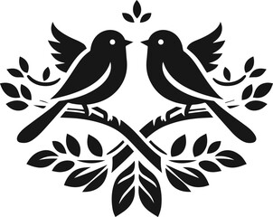 Simple Cute Minimalist Black Silhouette of Bird, Vector Cute Bird Art and Illustration Design